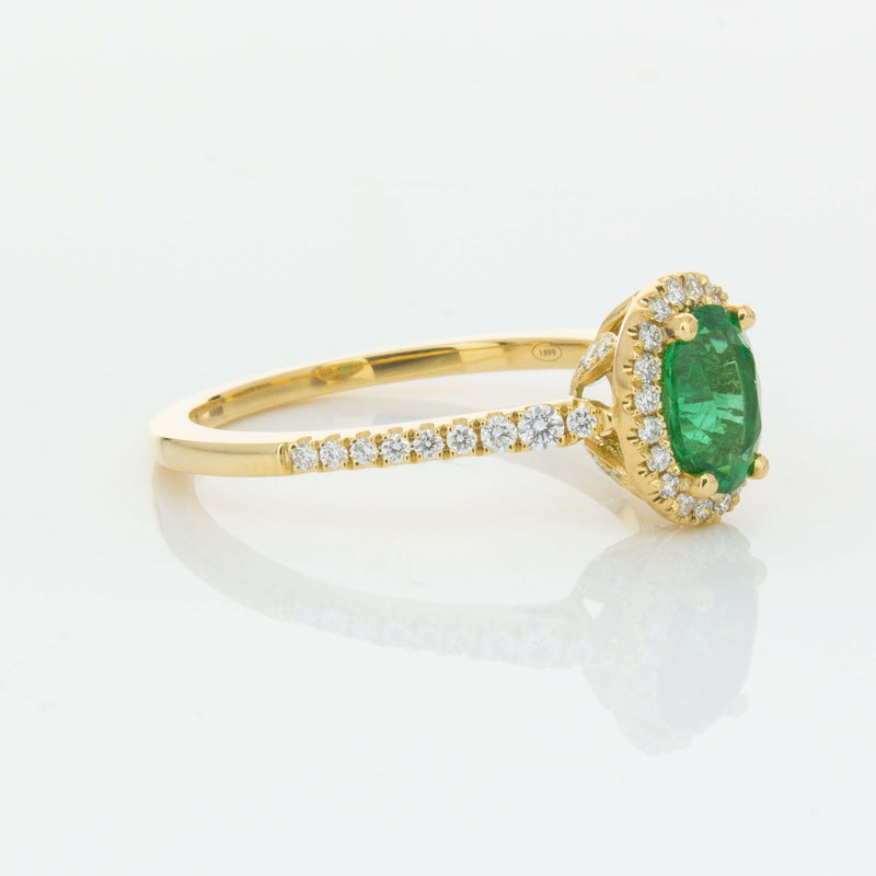 18ct Yellow Gold .75ct Emerald & Diamond Mini Sierra Ring-Ring-Walker & Hall