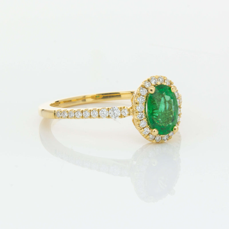 18ct Yellow Gold .75ct Emerald & Diamond Mini Sierra Ring-Ring-Walker & Hall