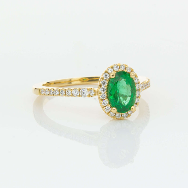 18ct Yellow Gold .75ct Emerald & Diamond Mini Sierra Ring-Ring-Walker & Hall