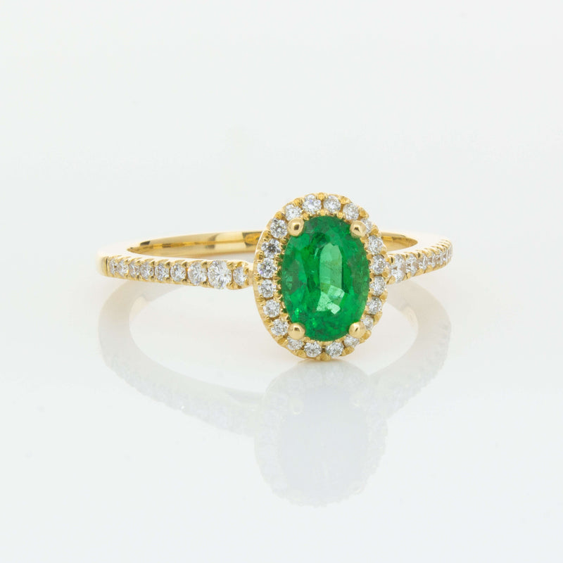 18ct Yellow Gold .75ct Emerald & Diamond Mini Sierra Ring-Ring-Walker & Hall