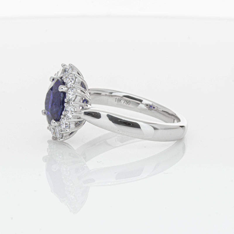 18ct White Gold 2.32ct Sapphire & Diamond Belle Ring-Ring-Walker & Hall