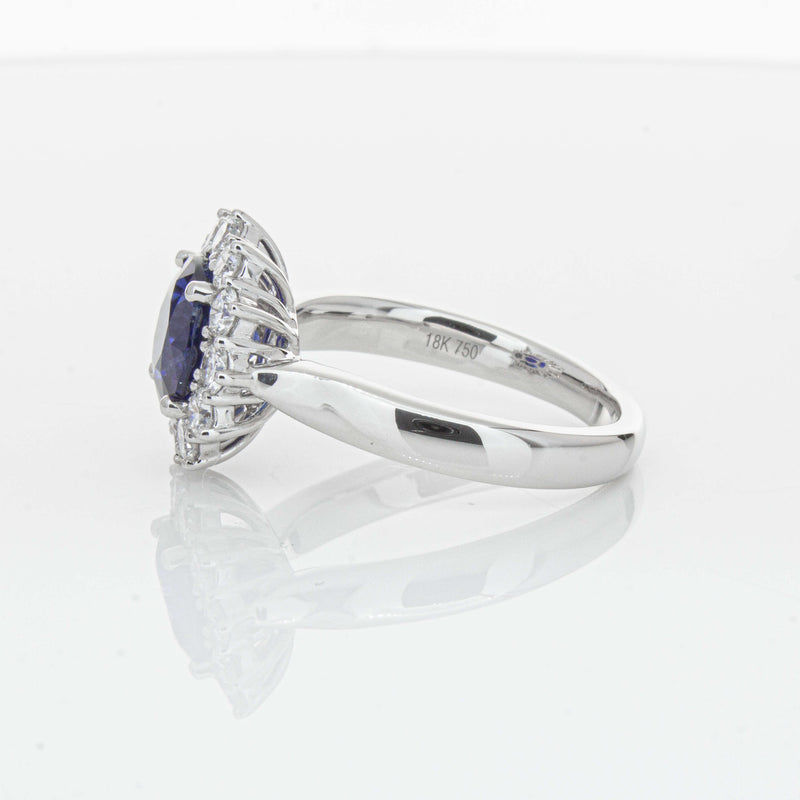 18ct White Gold 2.32ct Sapphire & Diamond Belle Ring-Ring-Walker & Hall