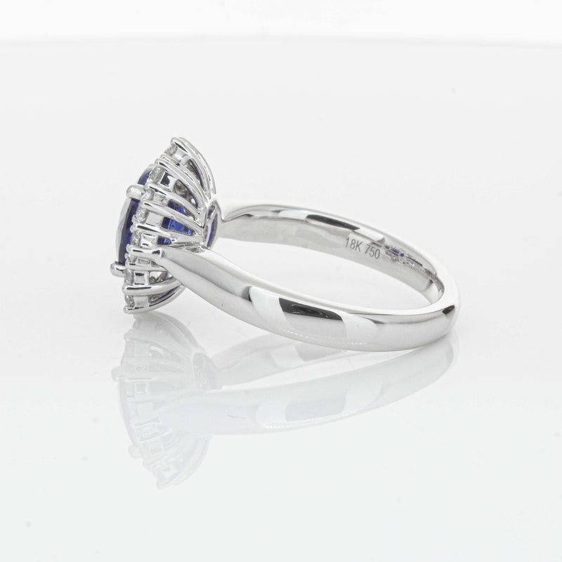 18ct White Gold 2.32ct Sapphire & Diamond Belle Ring-Ring-Walker & Hall