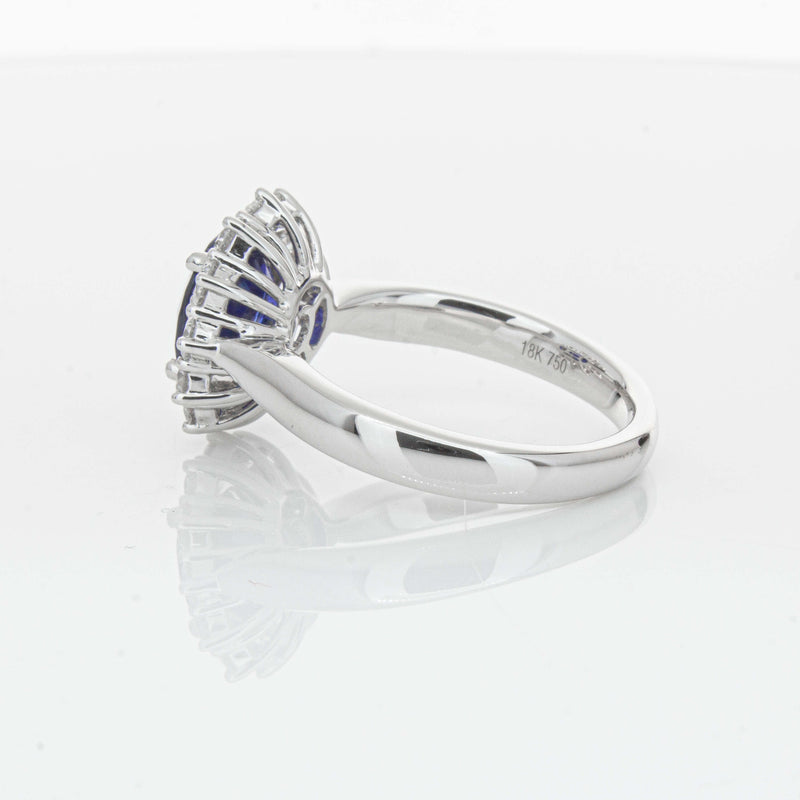 18ct White Gold 2.32ct Sapphire & Diamond Belle Ring-Ring-Walker & Hall