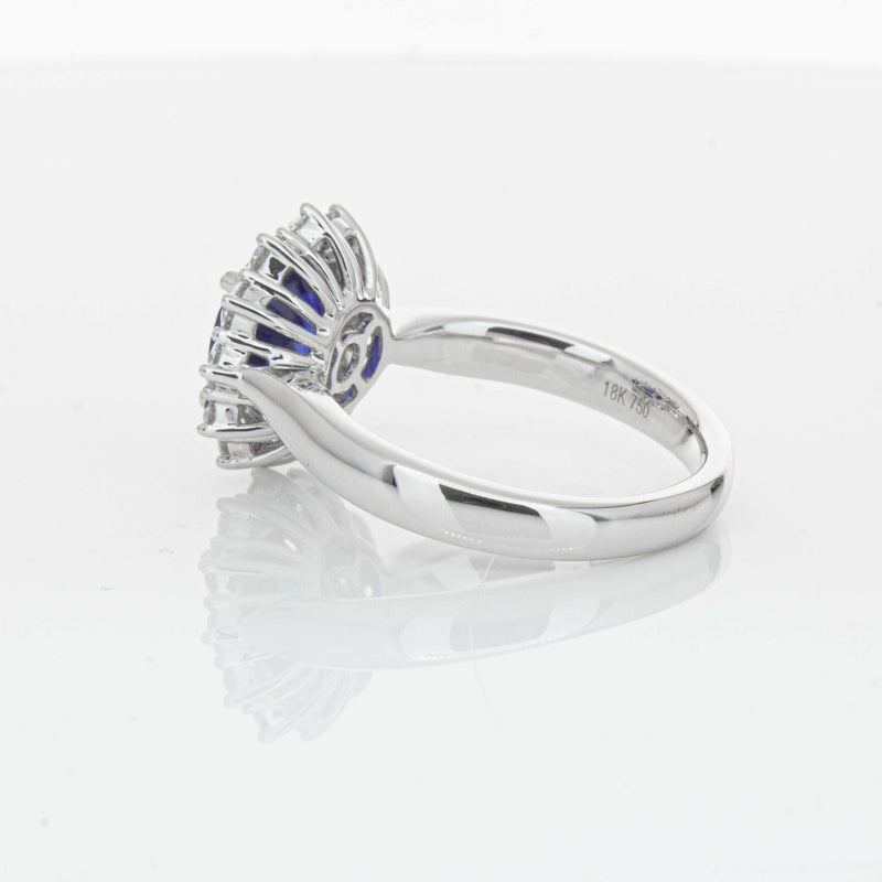 18ct White Gold 2.32ct Sapphire & Diamond Belle Ring-Ring-Walker & Hall