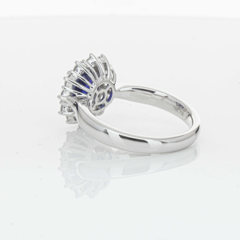 18ct White Gold 2.32ct Sapphire & Diamond Belle Ring-Ring-Walker & Hall