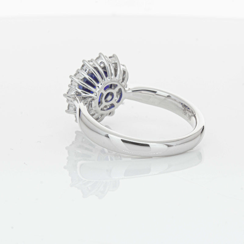 18ct White Gold 2.32ct Sapphire & Diamond Belle Ring-Ring-Walker & Hall