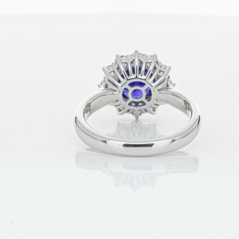 18ct White Gold 2.32ct Sapphire & Diamond Belle Ring-Ring-Walker & Hall