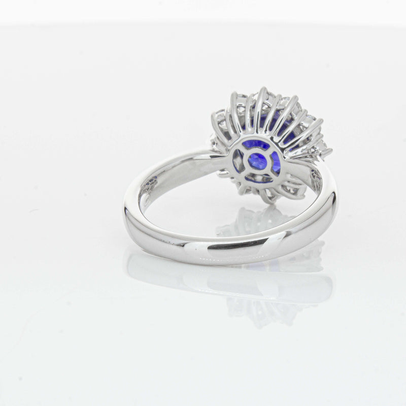 18ct White Gold 2.32ct Sapphire & Diamond Belle Ring-Ring-Walker & Hall