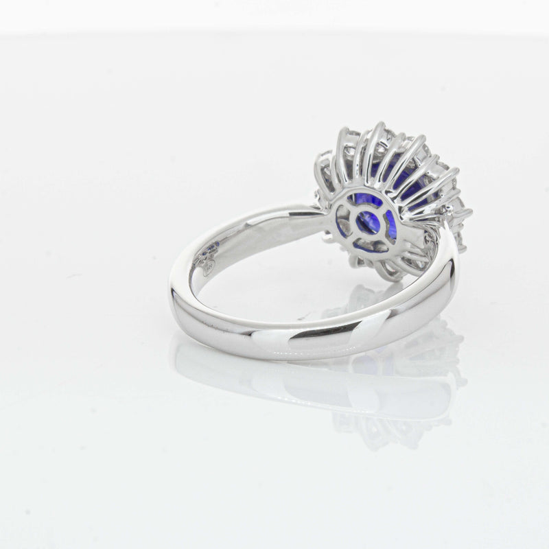 18ct White Gold 2.32ct Sapphire & Diamond Belle Ring-Ring-Walker & Hall