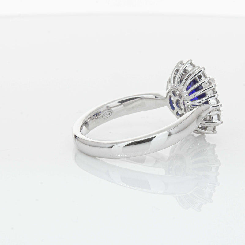 18ct White Gold 2.32ct Sapphire & Diamond Belle Ring-Ring-Walker & Hall