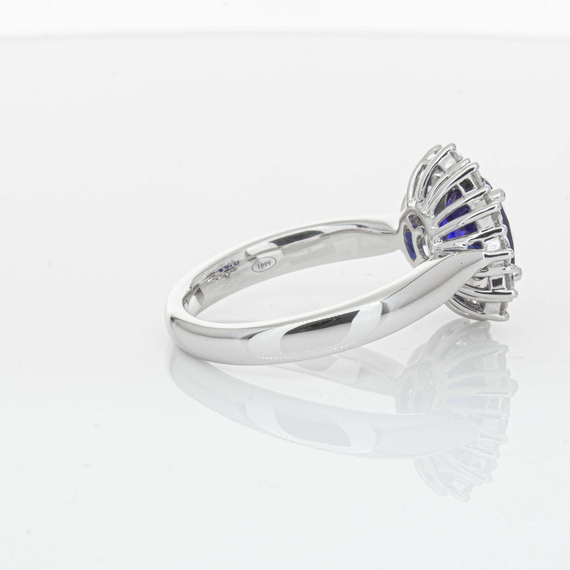 18ct White Gold 2.32ct Sapphire & Diamond Belle Ring-Ring-Walker & Hall