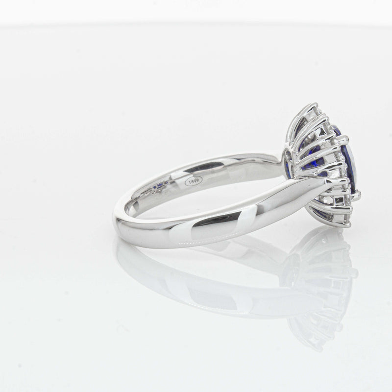 18ct White Gold 2.32ct Sapphire & Diamond Belle Ring-Ring-Walker & Hall