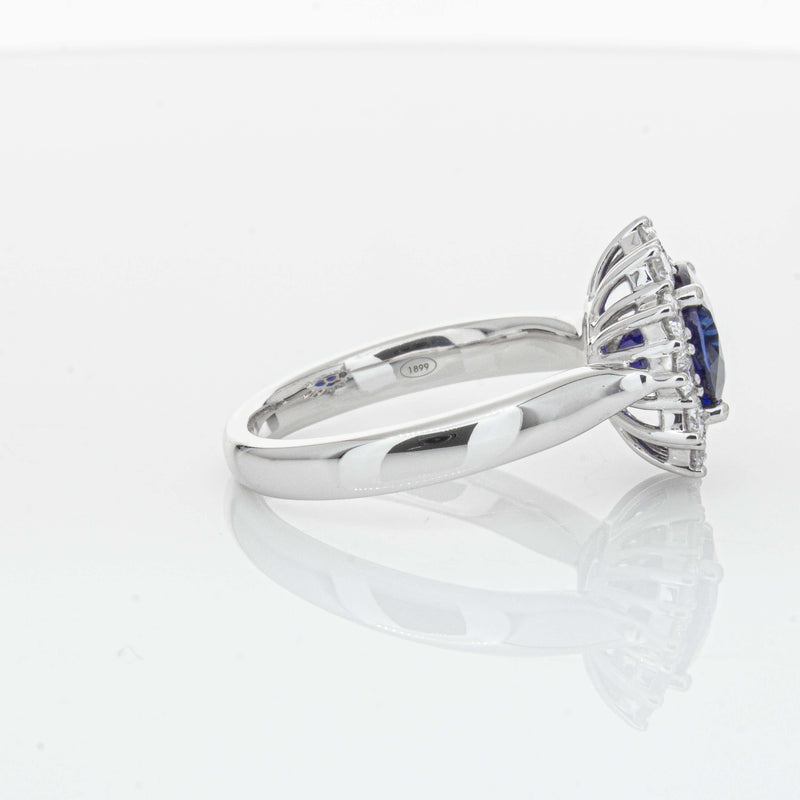 18ct White Gold 2.32ct Sapphire & Diamond Belle Ring-Ring-Walker & Hall