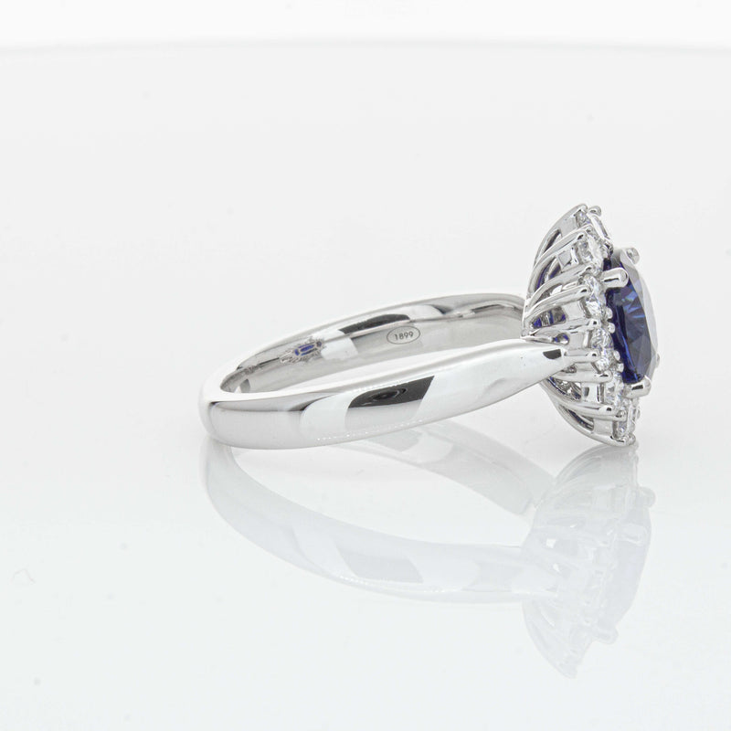 18ct White Gold 2.32ct Sapphire & Diamond Belle Ring-Ring-Walker & Hall