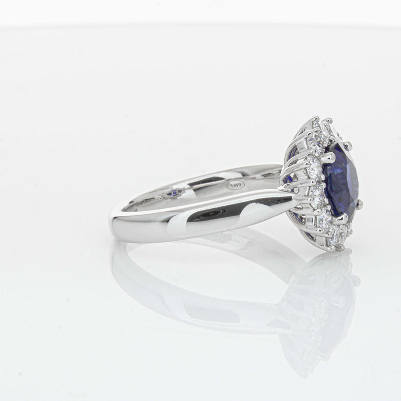 18ct White Gold 2.32ct Sapphire & Diamond Belle Ring-Ring-Walker & Hall