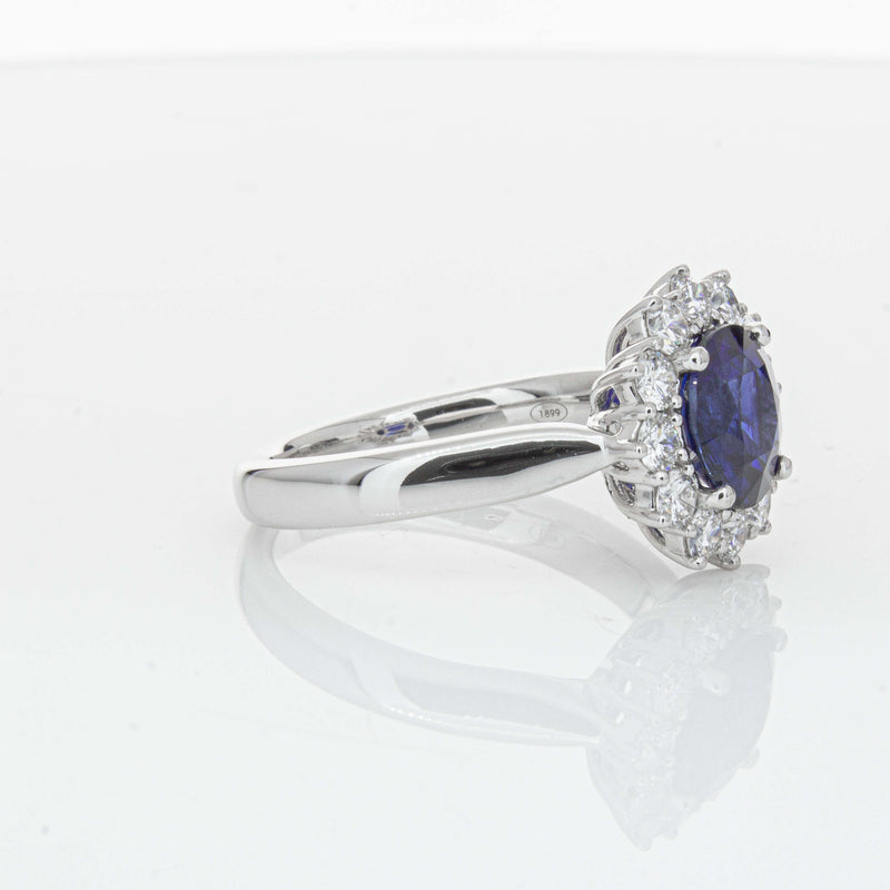 18ct White Gold 2.32ct Sapphire & Diamond Belle Ring-Ring-Walker & Hall