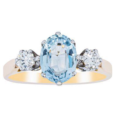 Deja Vu 18ct Yellow Gold 1.20ct Aquamarine & Diamond Ring-Ring-Walker & Hall