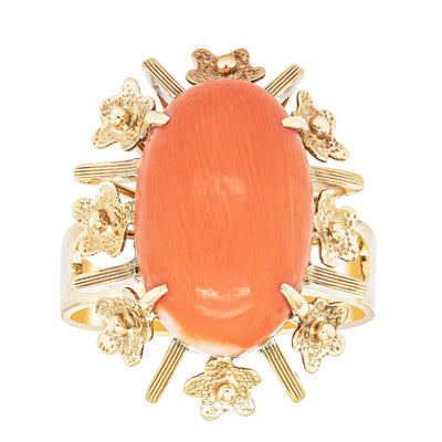 Deja Vu 12ct Yellow Gold Pink Coral Ring-Ring-Walker & Hall