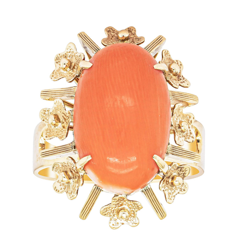 Deja Vu 12ct Yellow Gold Pink Coral Ring-Ring-Walker & Hall