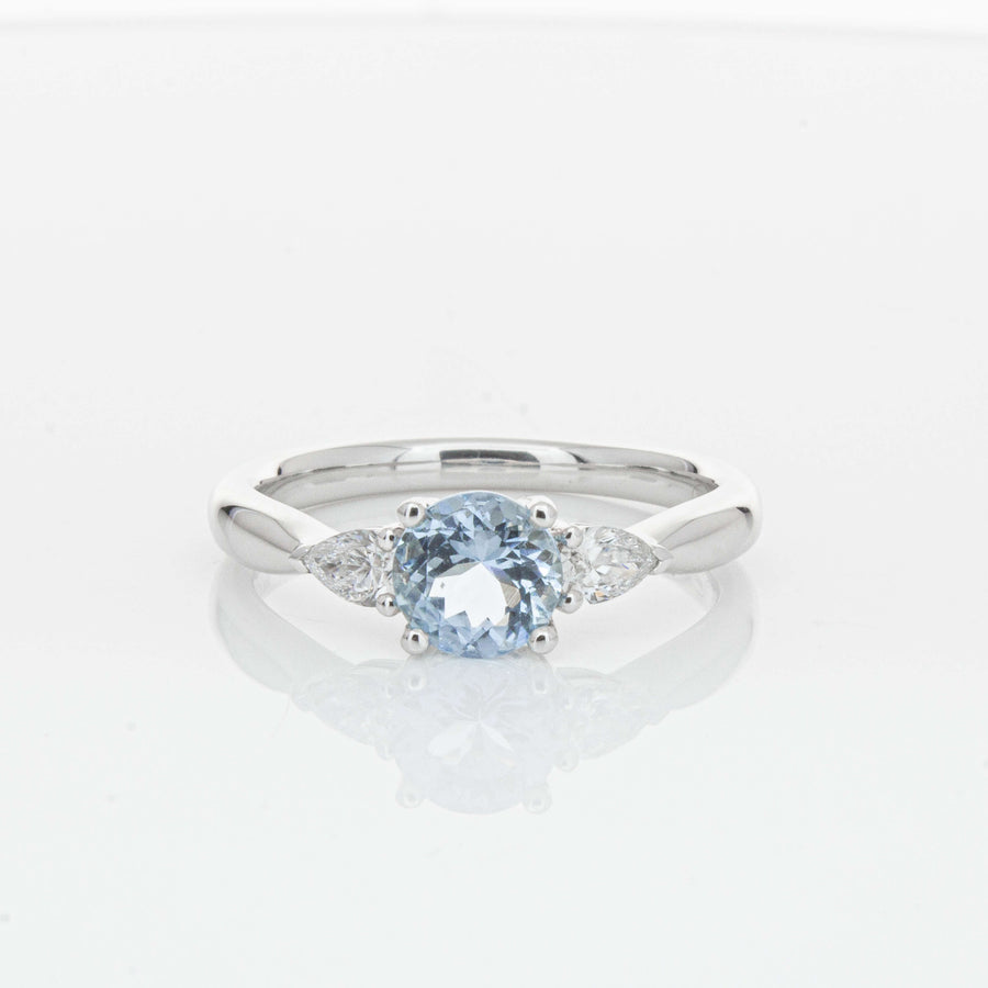 18ct White Gold Aquamarine & Diamond Ayla Ring-Ring-Walker & Hall