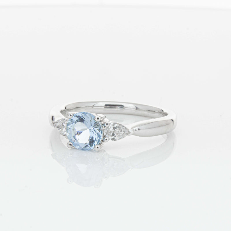 18ct White Gold Aquamarine & Diamond Ayla Ring-Ring-Walker & Hall