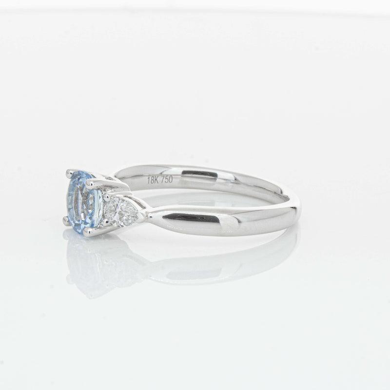 18ct White Gold Aquamarine & Diamond Ayla Ring-Ring-Walker & Hall