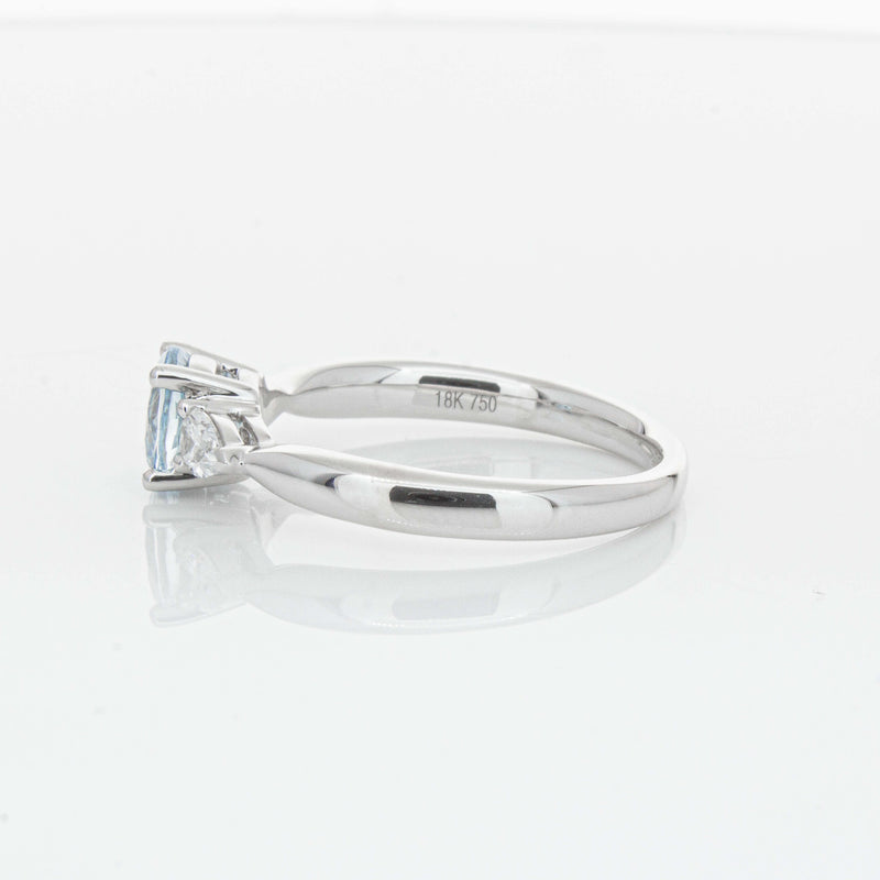 18ct White Gold Aquamarine & Diamond Ayla Ring-Ring-Walker & Hall