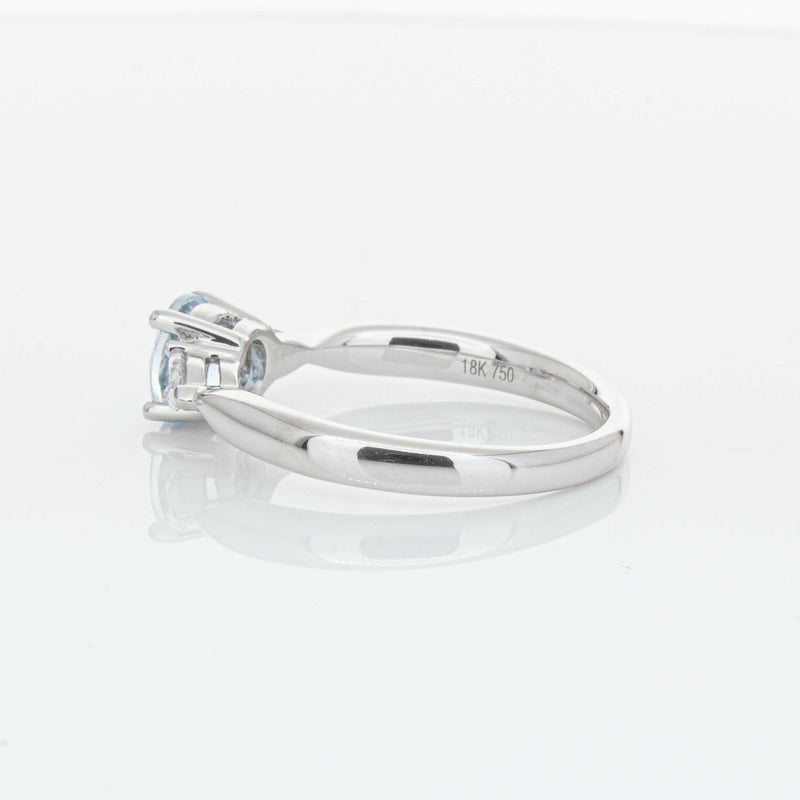 18ct White Gold Aquamarine & Diamond Ayla Ring-Ring-Walker & Hall