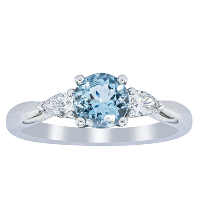 18ct White Gold Aquamarine & Diamond Ayla Ring-Ring-Walker & Hall