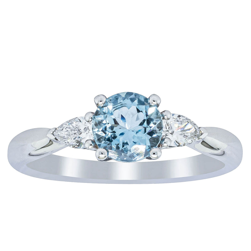 18ct White Gold Aquamarine & Diamond Ayla Ring-Ring-Walker & Hall