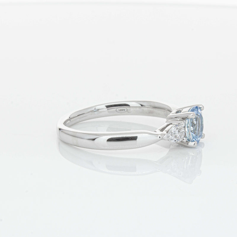 18ct White Gold Aquamarine & Diamond Ayla Ring-Ring-Walker & Hall