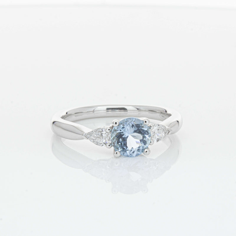 18ct White Gold Aquamarine & Diamond Ayla Ring-Ring-Walker & Hall