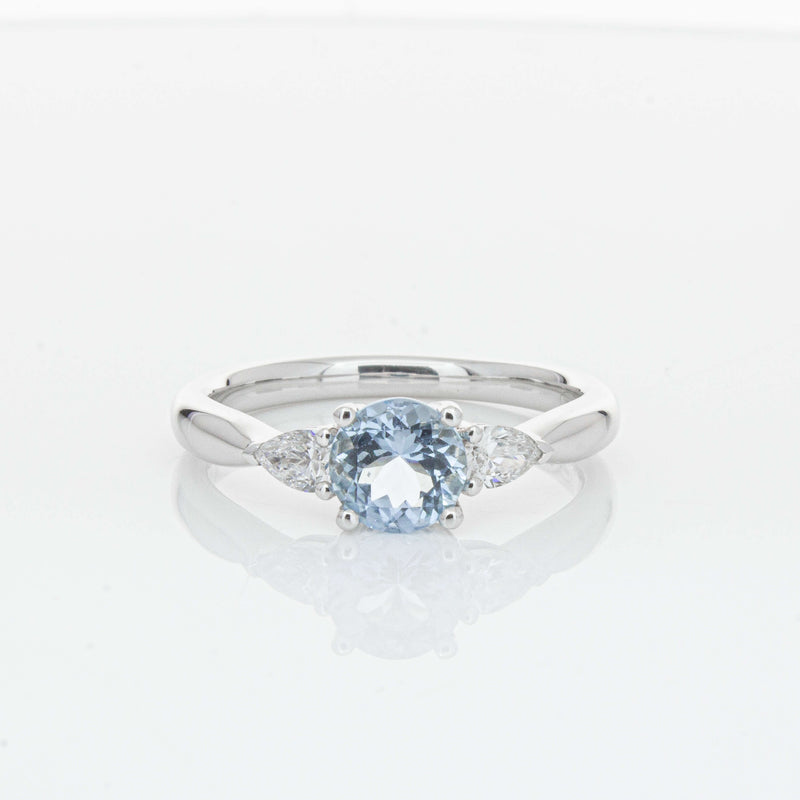 18ct White Gold Aquamarine & Diamond Ayla Ring-Ring-Walker & Hall