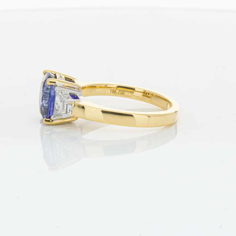 18ct Yellow Gold 3.90ct Sapphire & Diamond Ring-Ring-Walker & Hall