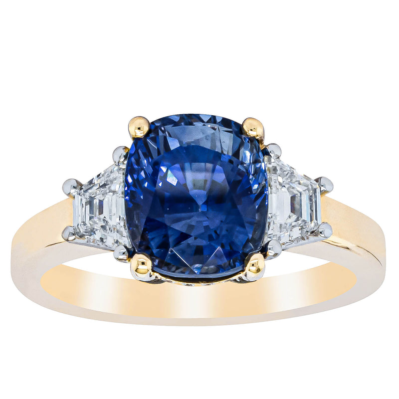 18ct Yellow Gold 3.90ct Sapphire & Diamond Ring-Ring-Walker & Hall