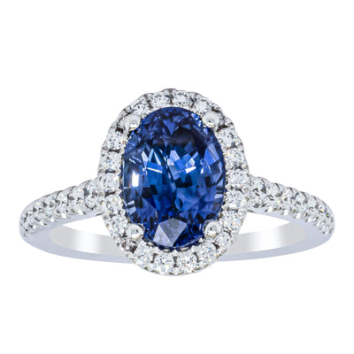 18ct White Gold 2.75ct Sapphire & Diamond Sierra Ring-Ring-Walker & Hall
