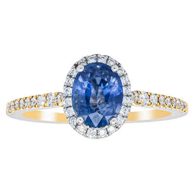 18ct Yellow Gold 1.40ct Sapphire & Diamond Mini Sierra Ring-Ring-Walker & Hall