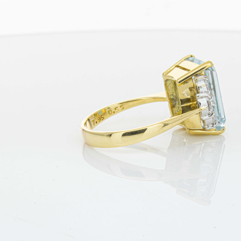 Deja Vu 18ct Yellow Gold 19.00ct Aquamarine & Diamond Ring-Ring-Walker & Hall