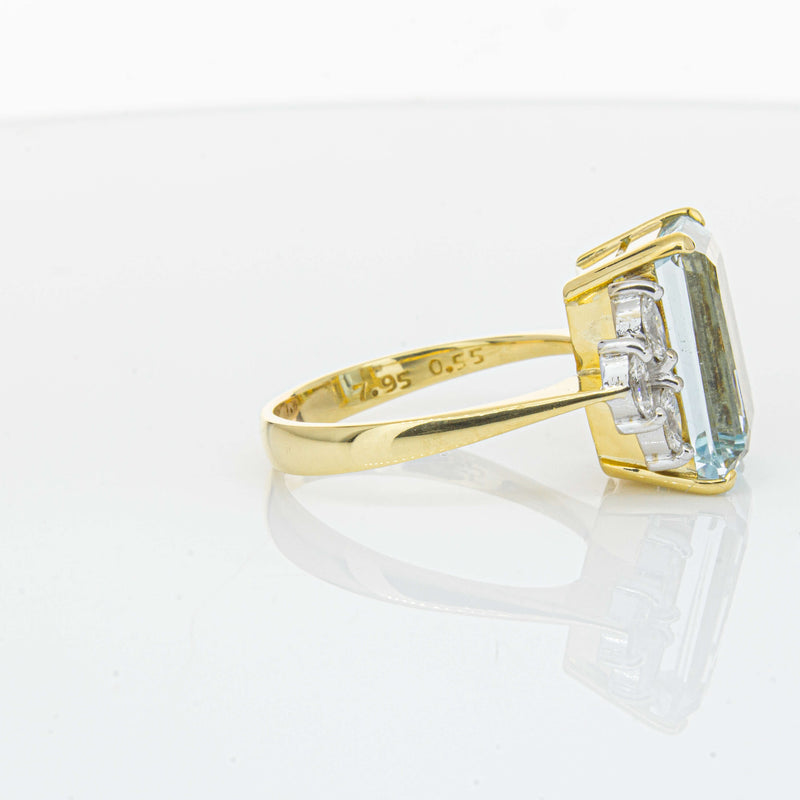 Deja Vu 18ct Yellow Gold 19.00ct Aquamarine & Diamond Ring-Ring-Walker & Hall