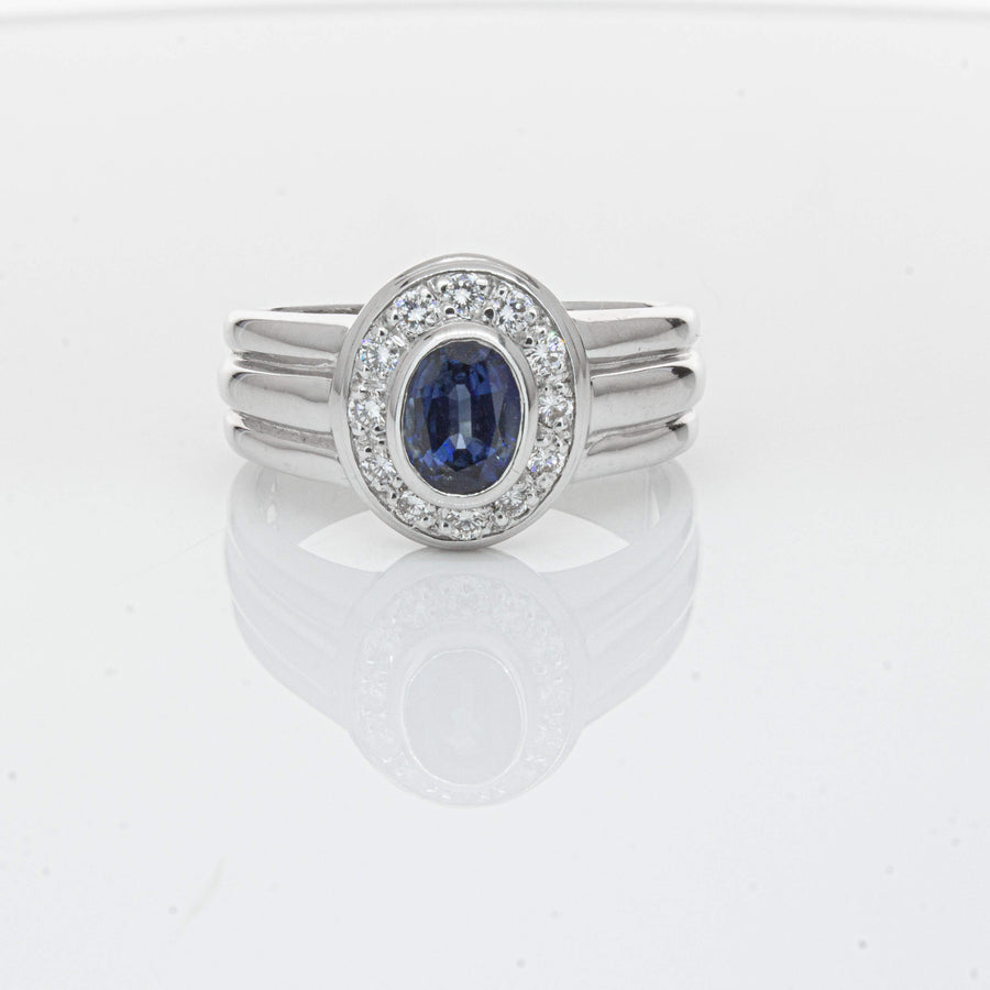 Deja Vu 9ct White Gold 1.00ct Sapphire & Diamond Ring-Ring-Walker & Hall