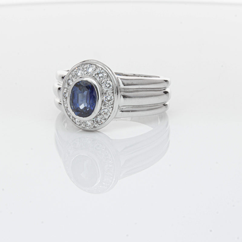 Deja Vu 9ct White Gold 1.00ct Sapphire & Diamond Ring-Ring-Walker & Hall