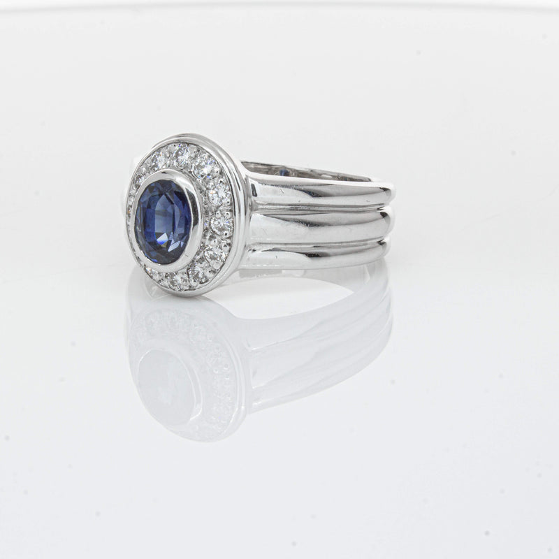 Deja Vu 9ct White Gold 1.00ct Sapphire & Diamond Ring-Ring-Walker & Hall