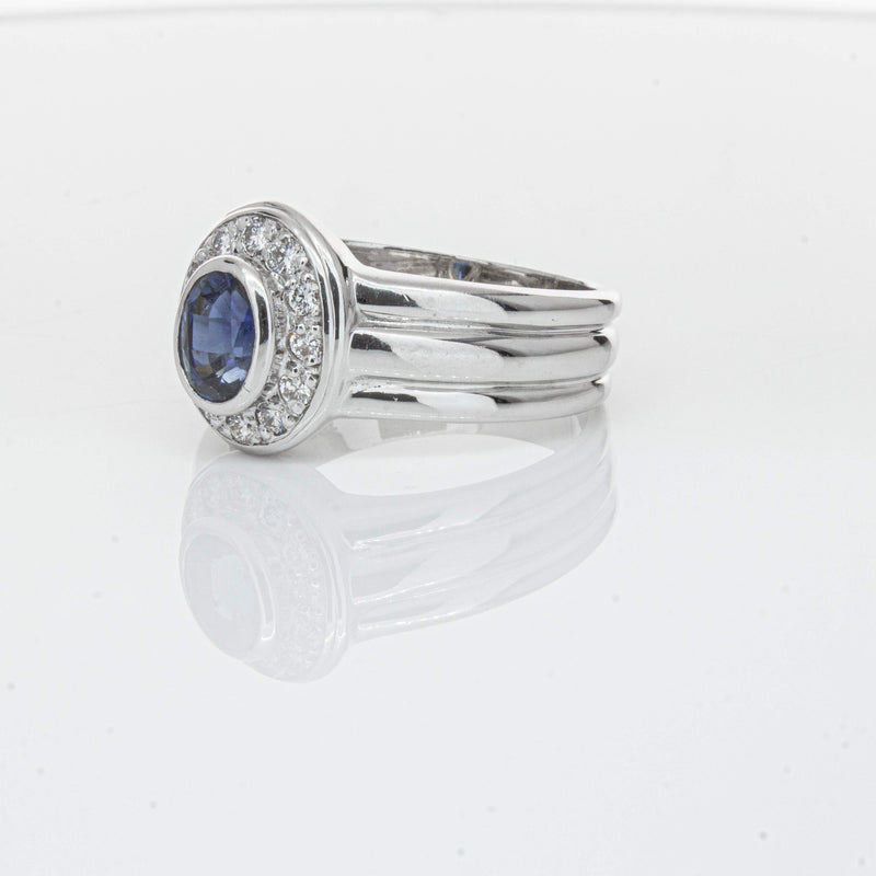 Deja Vu 9ct White Gold 1.00ct Sapphire & Diamond Ring-Ring-Walker & Hall