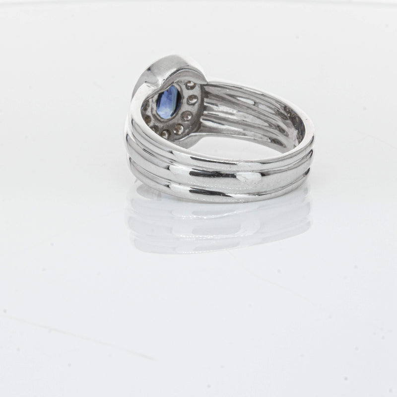 Deja Vu 9ct White Gold 1.00ct Sapphire & Diamond Ring-Ring-Walker & Hall