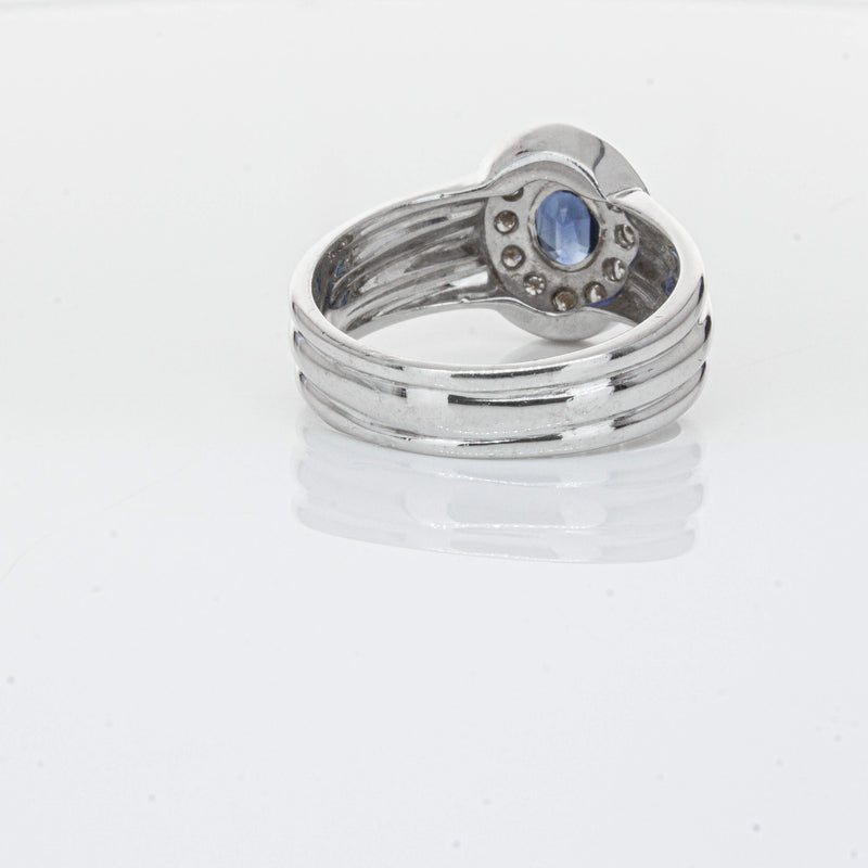 Deja Vu 9ct White Gold 1.00ct Sapphire & Diamond Ring-Ring-Walker & Hall