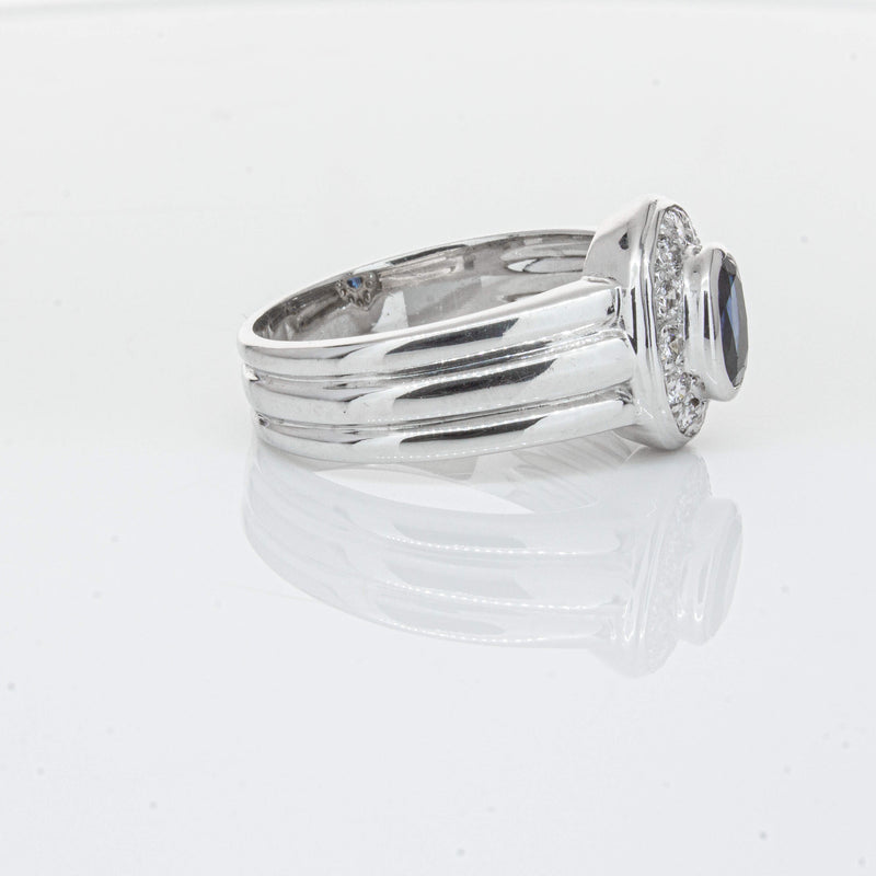 Deja Vu 9ct White Gold 1.00ct Sapphire & Diamond Ring-Ring-Walker & Hall