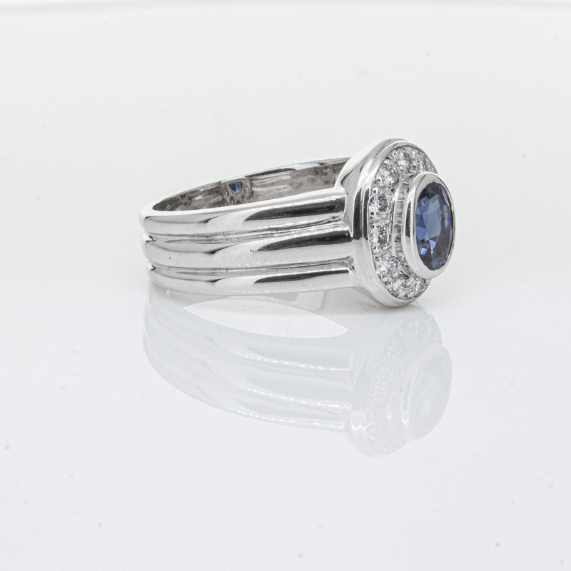 Deja Vu 9ct White Gold 1.00ct Sapphire & Diamond Ring-Ring-Walker & Hall