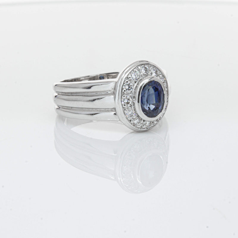 Deja Vu 9ct White Gold 1.00ct Sapphire & Diamond Ring-Ring-Walker & Hall