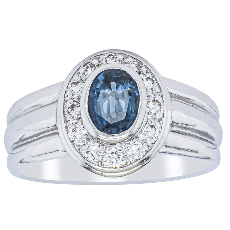 Deja Vu 9ct White Gold 1.00ct Sapphire & Diamond Ring-Ring-Walker & Hall